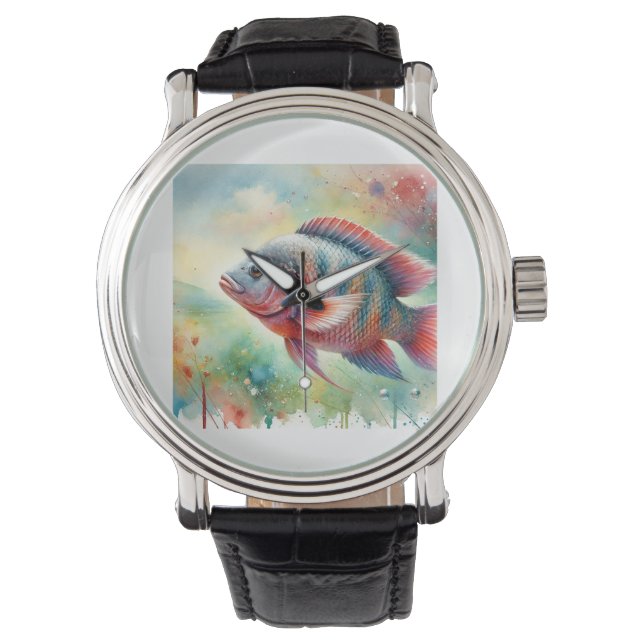 Reloj De Pulsera Tilapia fish 060824AREF108 - Watercolor (Anverso)