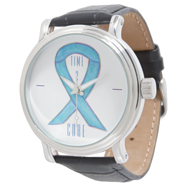 Reloj De Pulsera Time 2 Cure Blue Awareness Ribbon Wribon Watch (Angular)