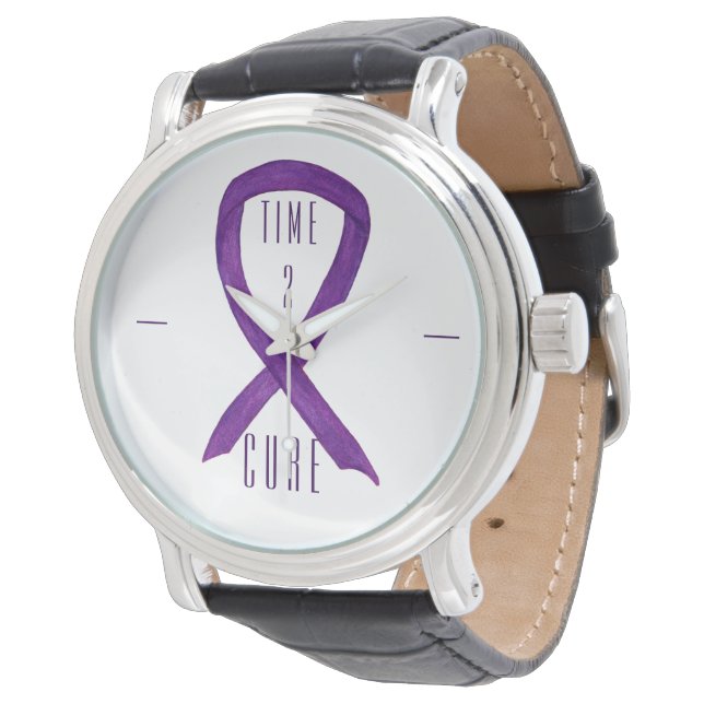 Reloj De Pulsera Time 2 Cure Purple Awareness Ribbon Wribon Watch (Angular)