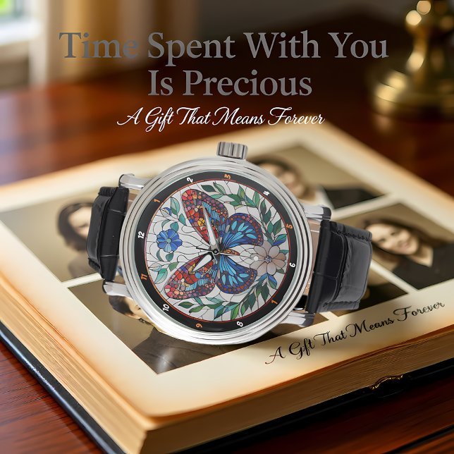 Reloj De Pulsera Timeless Bloom" - Stained Glass Butterfly  (Subido por el creador)