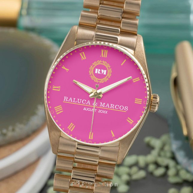 Reloj De Pulsera Timeless Elegant Minimalist Monogram Couple’s Name (Subido por el creador)