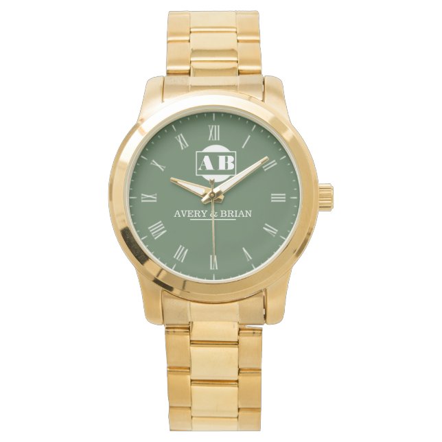 Reloj De Pulsera Timeless Minimalist Monogram Couple’s Names (Anverso)