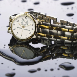 Reloj De Pulsera Timeless Monogram Custom Names Pink Background