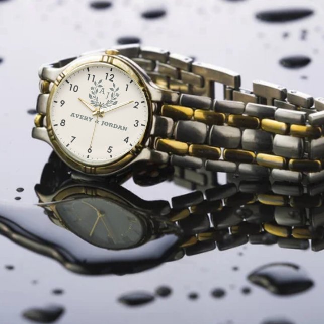 Reloj De Pulsera Timeless Monogram Custom Names  Pink Background (Subido por el creador)