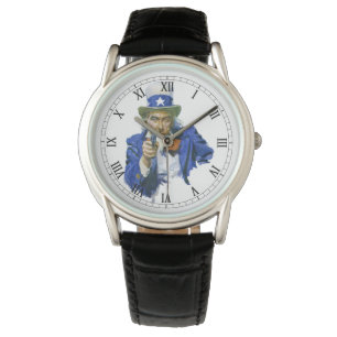 Reloj De Pulsera Tío Sam Patriótico Vintage con Sombrero de Estrell