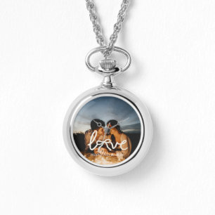 Reloj De Pulsera Tipografía de arco de amor moderno Pareja Foto per