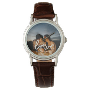 Reloj De Pulsera Tipografía de arco de amor moderno Pareja Foto per