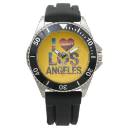 Reloj De Pulsera Tipografía de Los Ángeles Skyline Sunset y Hollywo