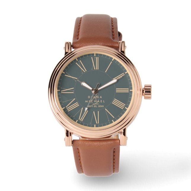Reloj De Pulsera Tipografía de Números Romanos Clásicos Elegantes B (Anverso)