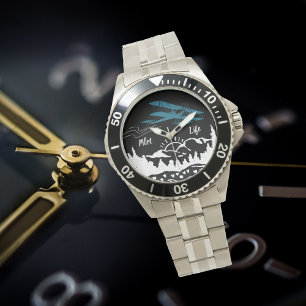 Reloj De Pulsera Tipografía de vida piloto y atardecer de las monta