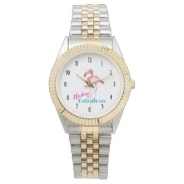Reloj De Pulsera Tipografía fabulosa de bloqueo con flamengo rosa