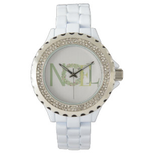 Reloj De Pulsera Tipografía NOEL con cortina de Navidad