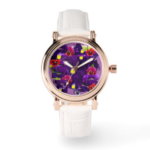 Reloj De Pulsera Tipografía púrpura de pansia,