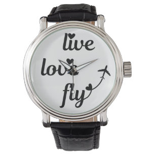 Reloj De Pulsera Tipografía y corazones de vuelo de amor vivo, avió