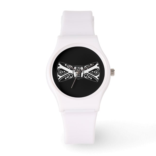 Reloj De Pulsera Tira de arco negro y blanco (Anverso)
