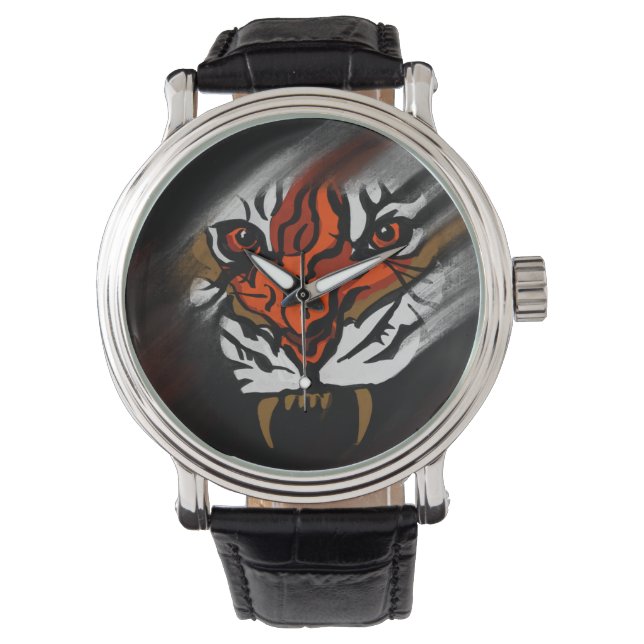 Reloj De Pulsera TIRA naranja Y NEGRA (Anverso)