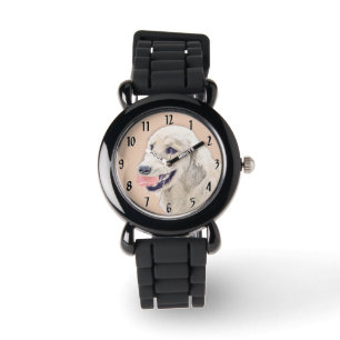 Reloj De Pulsera Tirador de oro con arte de perro pintado de bolas 