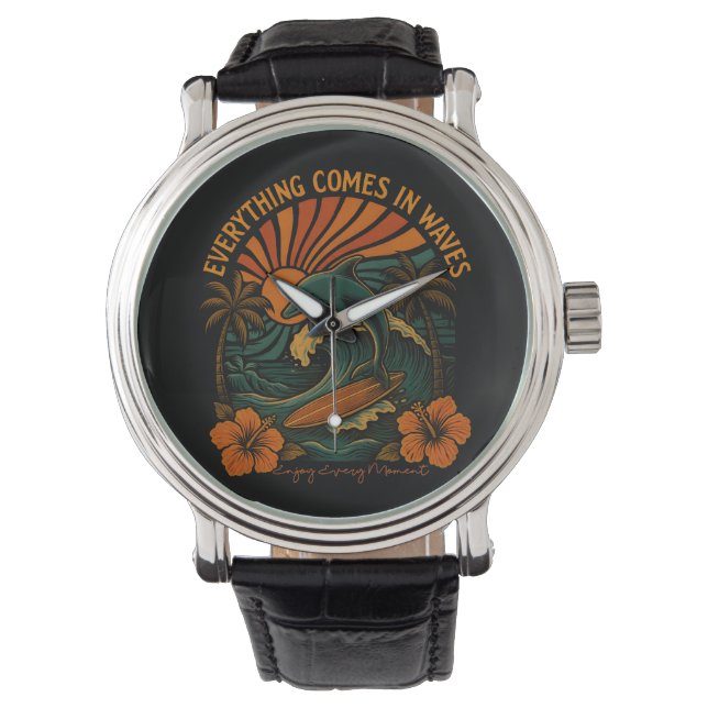 Reloj De Pulsera Todo Viene En Olas Retro (Anverso)