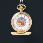 Reloj De Pulsera Tonos pintorescos bordados, mujeres de estilo flor<br><div class="desc">El Faux Embroidered Floral Stylish Womans Watches presenta un moderno y colorido bordado florido en tonos rosa,  violeta,  naranja y rojo sobre un fondo verde pastel. Creado por Evco Studio www.zazzle.com/store/evcostudio</div>