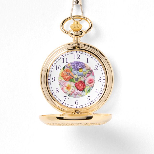 Reloj De Pulsera Tonos pintorescos bordados, mujeres de estilo flor (Anverso)