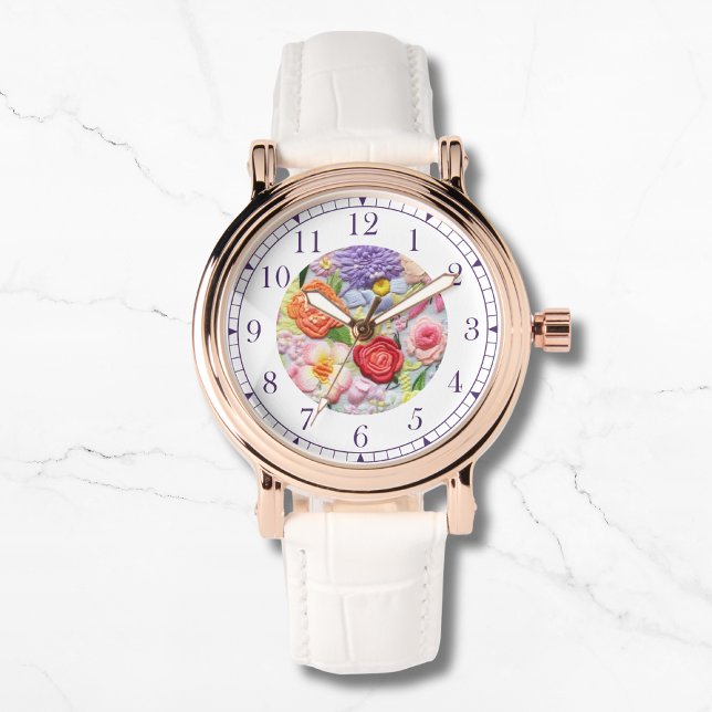 Reloj De Pulsera Tonos pintorescos bordados, mujeres de estilo flor (Subido por el creador)