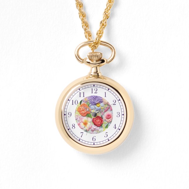 Reloj De Pulsera Tonos pintorescos bordados, mujeres de estilo flor (Anverso)