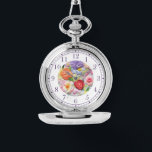 Reloj De Pulsera Tonos pintorescos bordados, mujeres de estilo flor<br><div class="desc">El Faux Embroidered Floral Stylish Womans Watches presenta un moderno y colorido bordado florido en tonos rosa,  violeta,  naranja y rojo sobre un fondo verde pastel. Creado por Evco Studio www.zazzle.com/store/evcostudio</div>