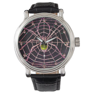 Reloj De Pulsera Topacio Amarillo SPIDER Y WEB, Gemas Rosa, Negro