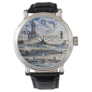Reloj De Pulsera Tormenta en el faro de St Joseph
