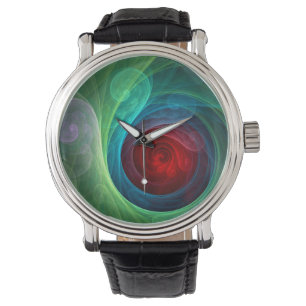 Reloj De Pulsera Tormenta roja Floral Moderno Resumen Patrón de col