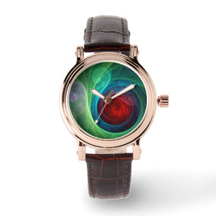 Reloj De Pulsera Tormenta roja Floral Moderno Resumen Patrón de col