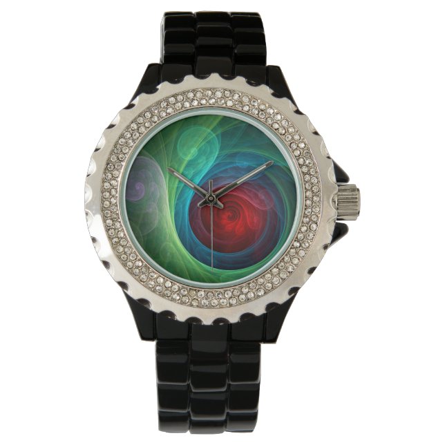 Reloj De Pulsera Tormenta roja Floral Moderno Resumen Patrón de col (Anverso)