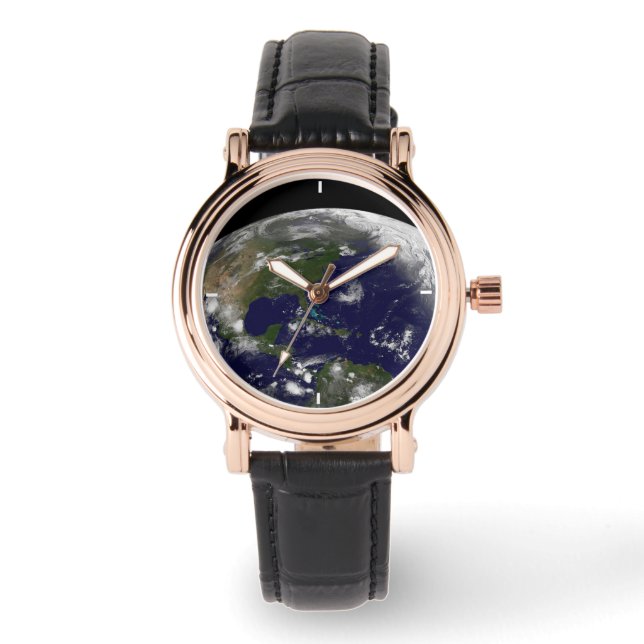 Reloj De Pulsera Tormentas Tropicales En El Planeta Tierra. (Anverso)