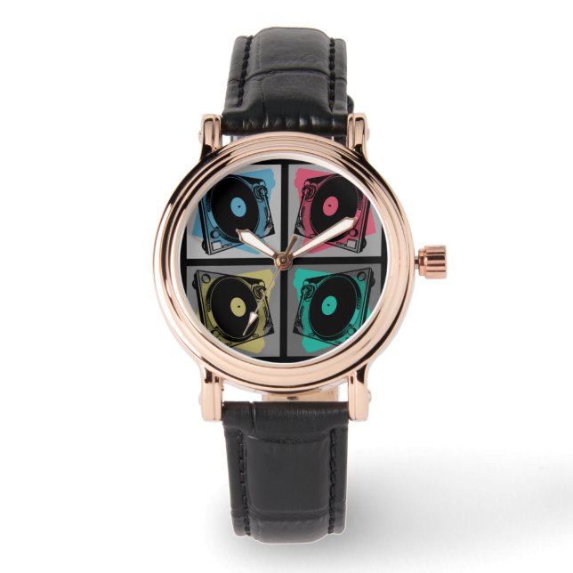 Reloj De Pulsera Tornamesas de Arte Pop Retro (Anverso)