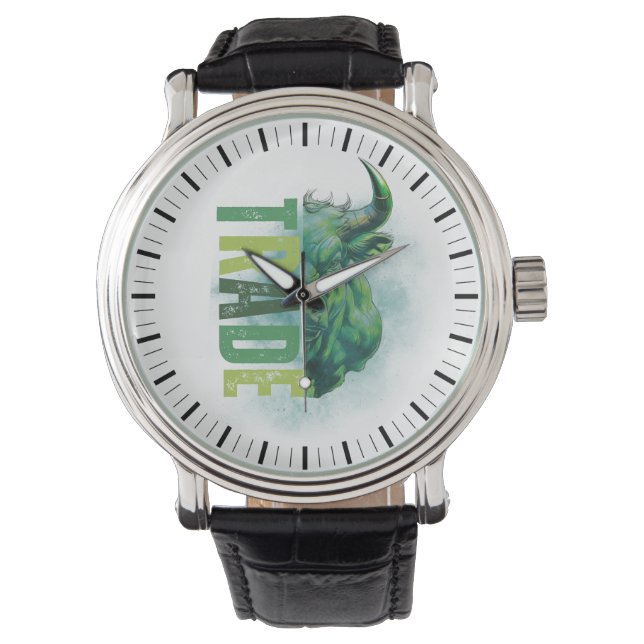Reloj De Pulsera Toro verde | Diseño comercial (Anverso)