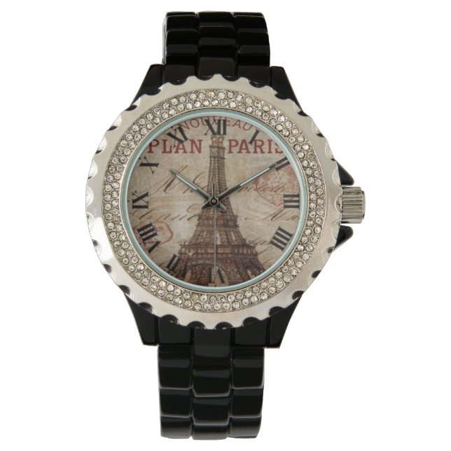 Reloj De Pulsera Torre Eiffel de París Observatorio numérico romano (Anverso)