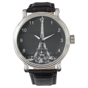 Reloj De Pulsera Torre Eiffel en blanco y negro