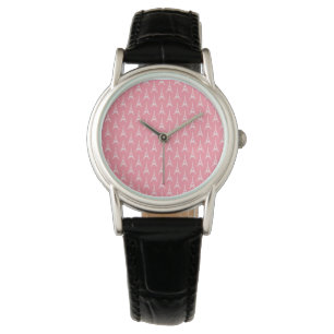 Reloj De Pulsera Torre Eiffel en blanco y rosa
