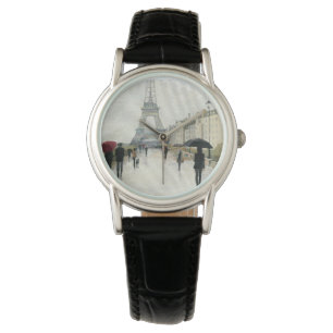 Reloj De Pulsera Torre Eiffel   París En Lluvia