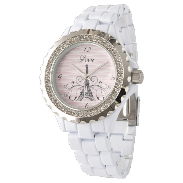 Reloj De Pulsera Torre Eiffel Rosa Flourish Watch (Angular)