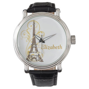 Reloj De Pulsera Torre Eiffel y Scrolls