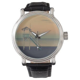 Reloj De Pulsera Torre Retro Beach Lifeguard Tower Sunset