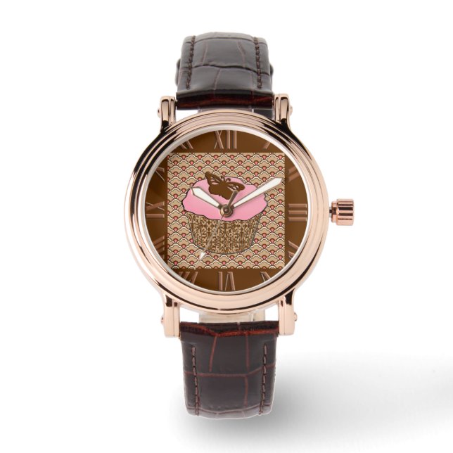 Reloj De Pulsera Torta de fresa rosada (Anverso)