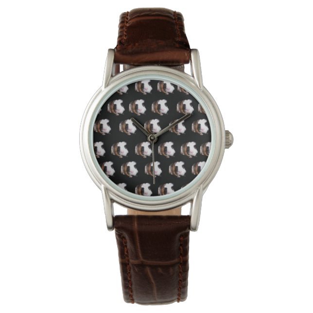 Reloj De Pulsera Tortoiseshell Guinea Patrón de cerdo, (Anverso)