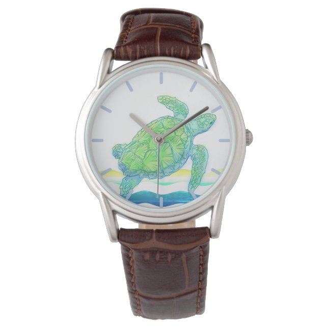 Reloj De Pulsera Tortuga azul y verde del mar (Anverso)