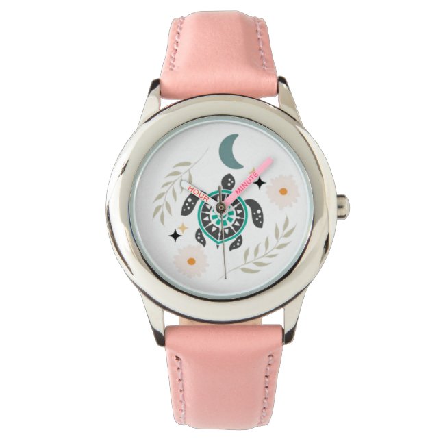 Reloj De Pulsera Tortuga Boho | Mandala Ocean Animal Desi (Anverso)