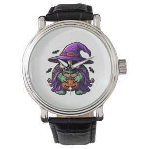 Reloj De Pulsera Tortuga de Halloween Disfraz de sombrero de bruja 