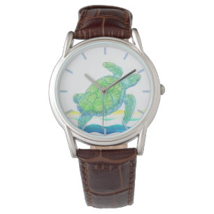 Reloj De Pulsera Tortuga de mar azul y verde