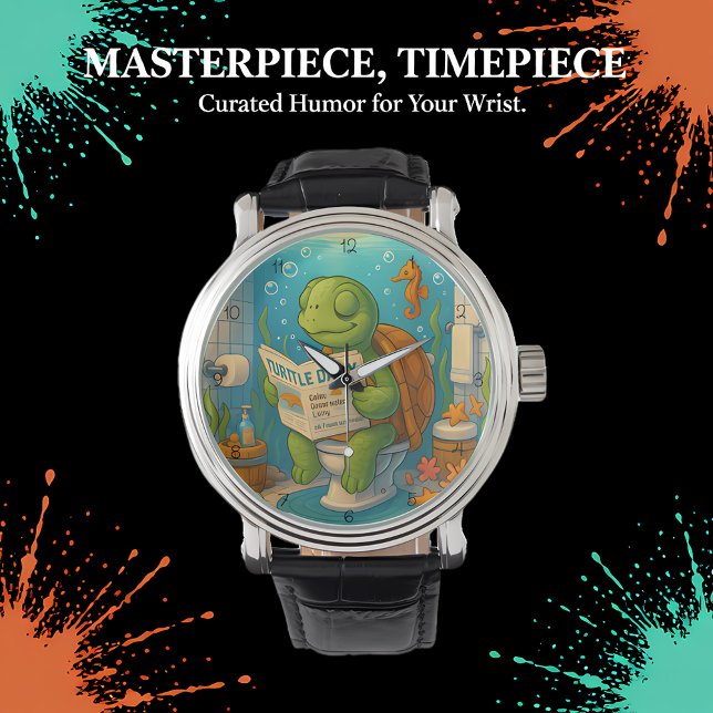 Reloj De Pulsera Tortuga en inodoro leyendo (Subido por el creador)