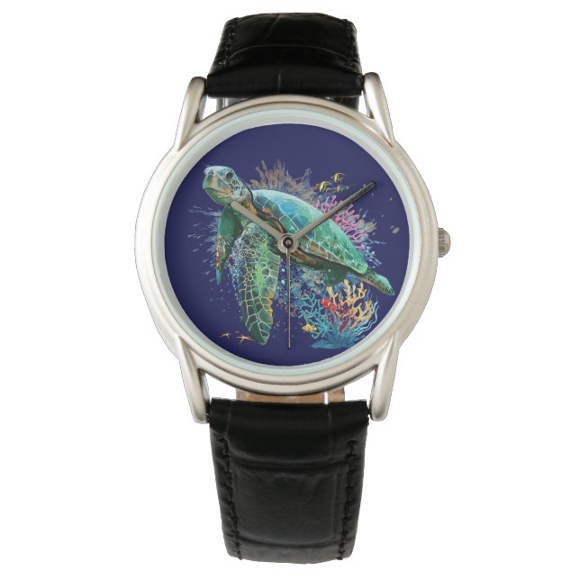 Reloj De Pulsera Tortuga marina bajo el agua Estilo (Anverso)